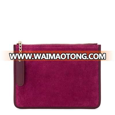 Women Makeup Bag Case Pocket Slim Suede Red Clutch Pouch Designer Cosmetic Case