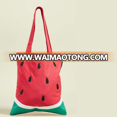 Custom watermelon printed weekend bag soft durable canvas tote bags wholesale