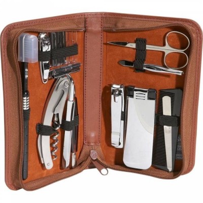 Leather Travel Organizer Multi Slots Zipper Closure Bathroom Tool Kit Bag For Nail